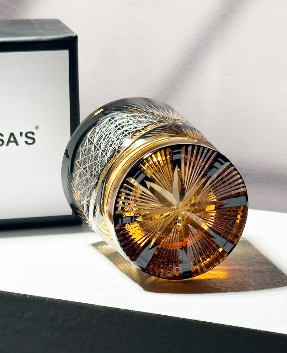 Ly wishky pha lê 280ml chế tác thủ công Edo Kiriko mẫu Tsuru Feather Vianasa VS3434C