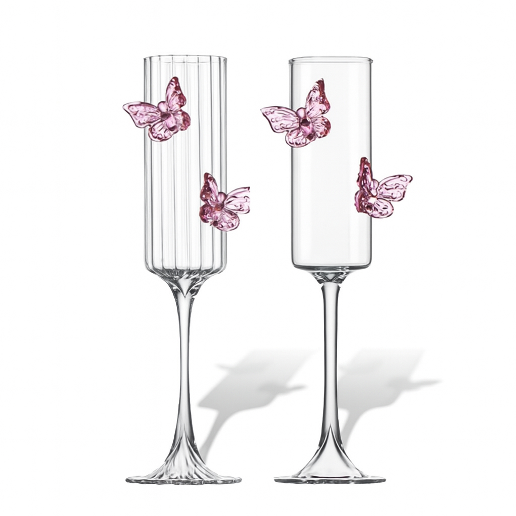 Ly champagne thủy tinh borosilicate chế tác thủ công mẫu Butterfly 180ml Vianasa VS23344