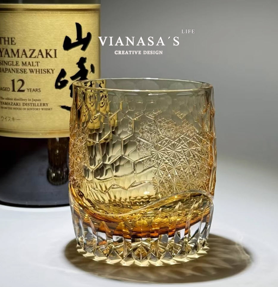 Ly wishky pha lê 260ml chế tác thủ công Edo Kiriko mẫu Snowflakes Vianasa VS42423