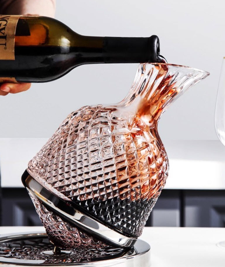 Decanter bình thở vang pha lê kèm đế xoay 1500ml mẫu Jojo Design Vianasa VS63636