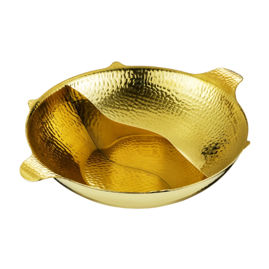 Nồi lẩu 2 ngăn inox 304 mẫu Coucou vân búa size 34cm 3 lớp YX1125