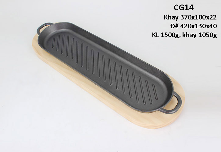 Chảo gang nướng beefsteak đáy vân nổi trưng bày món ăn để bàn YCY CGCD03