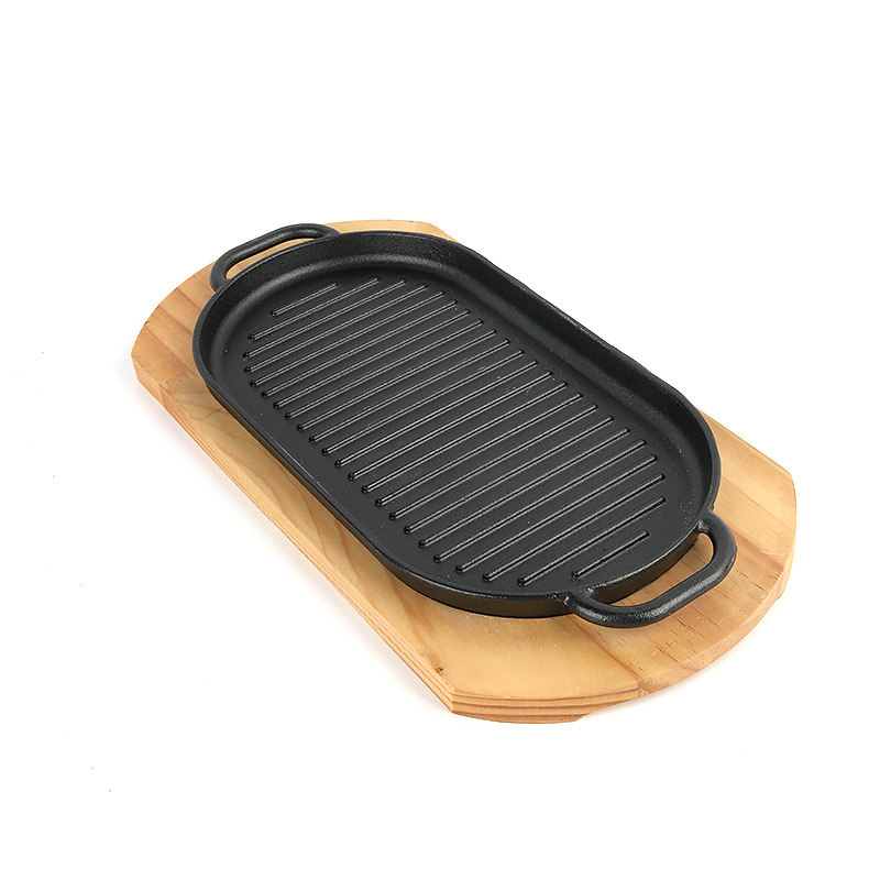 Chảo gang nướng beefsteak đáy vân nổi trưng bày món ăn để bàn YCY CGCD03