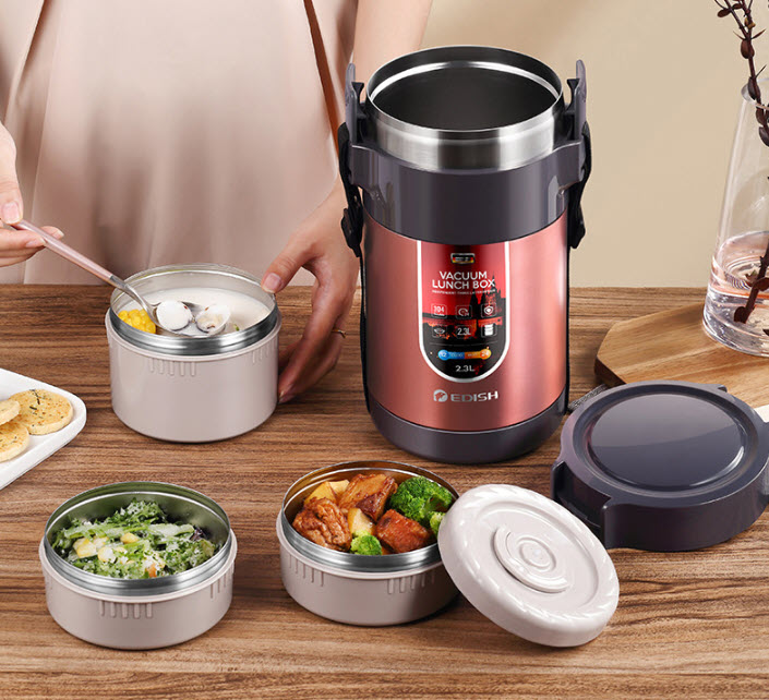 Hộp cơm giữ nhiệt 3 ngăn 2.3L Edish JLY903