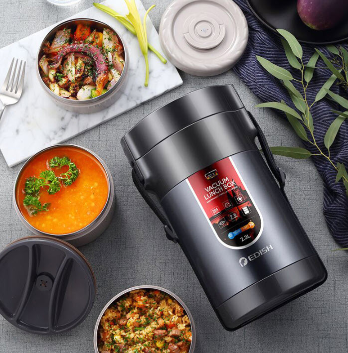Hộp cơm giữ nhiệt 3 ngăn 2.3L Edish JLY903