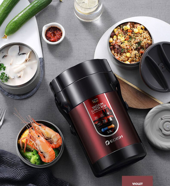 Hộp cơm giữ nhiệt 3 ngăn 2.3L Edish JLY903