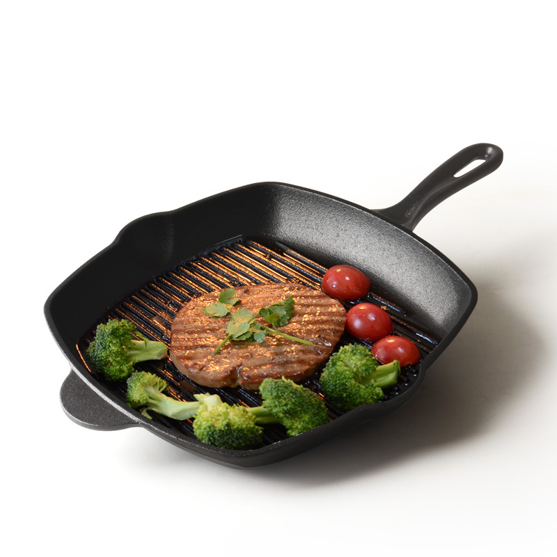 Chảo gang nướng beefsteak nướng cá 27cm đáy vân nổi Chef P24