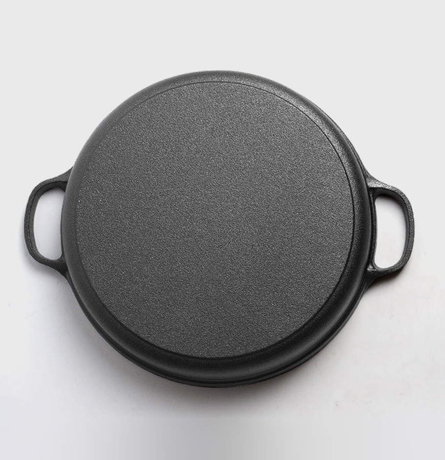 Nồi gang đáy bằng 2 quai đúc thô size 22-35cm OEM CO001