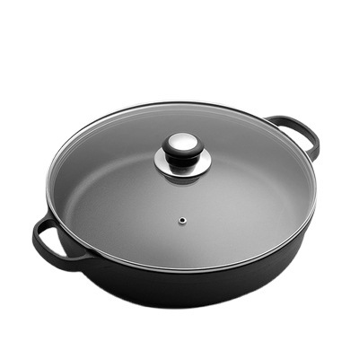 Nồi gang đáy bằng 2 quai đúc thô size 22-35cm OEM CO001