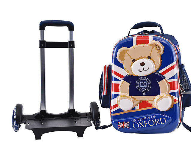 Balo kéo học sinh Oxford J008, chất liệu PES chống nước tốt, viền phản quang.