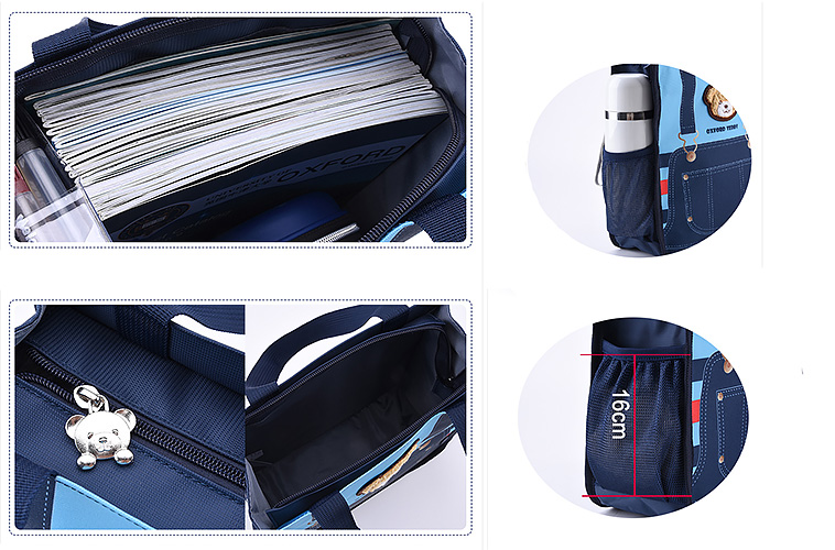 Túi xách học sinh Oxford J155, chất liệu Polyester chống nước tốt.