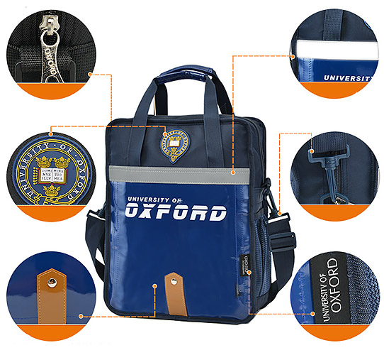Túi xách học sinh Oxford X262, chất liệu Polyester chống nước tốt, viền phản quang.