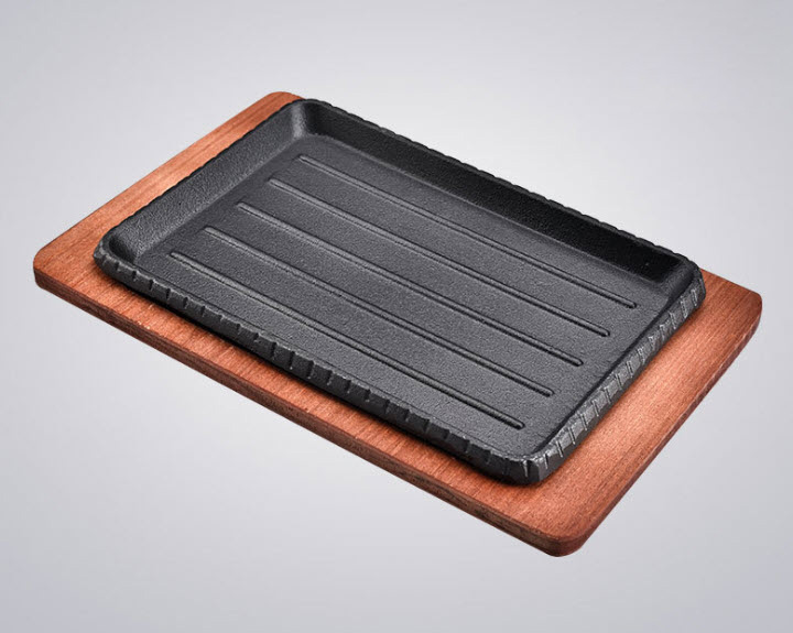 Chảo gang chữ nhật vân nổi ăn beefsteak Ouge OG8966D