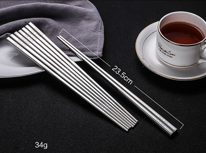 Đũa ăn inox NEWJIA06 inox 304 chống rỉ hoa văn tao nhã.