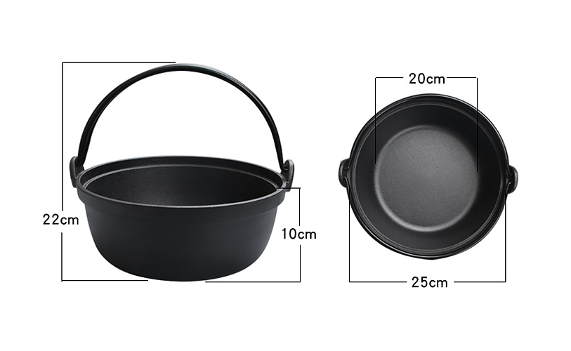 Nồi gang ăn lẩu nắp gỗ quai xách 25cm Chef DG70