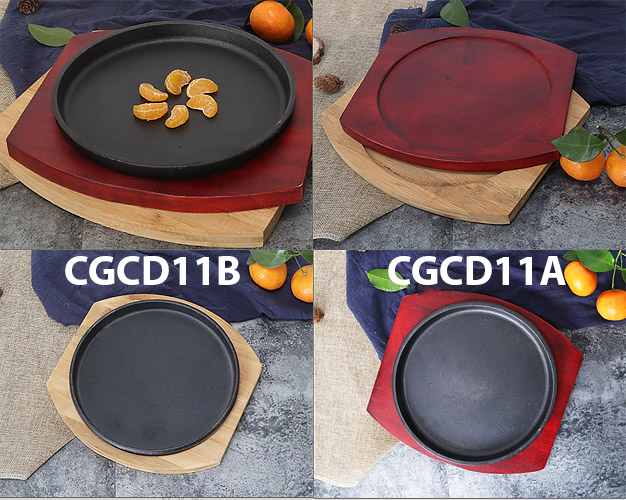 Chảo gang tròn đế gỗ loại dày YCY CGCD11 chất liệu gang dày dùng bếp từ.