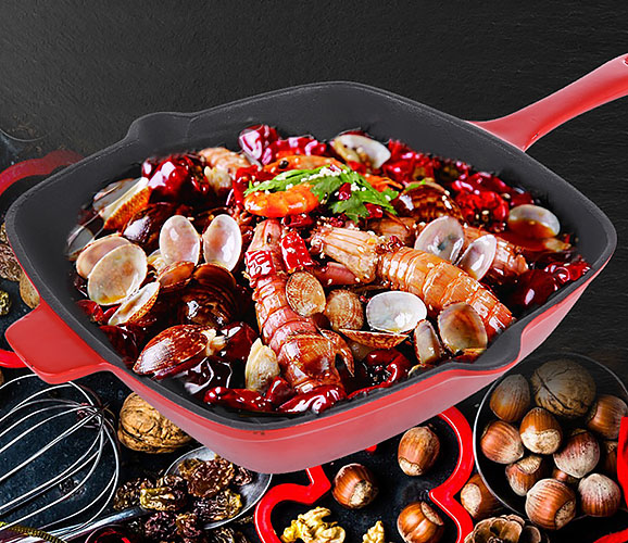 Chảo gang tay cầm 25cm đáy vân nổi Tasty TAT1589.