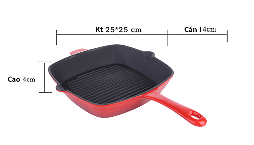 Chảo gang tay cầm 25cm đáy vân nổi Tasty TAT1589.