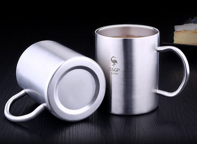 Ca inox 304 cách nhiệt 2 lớp uống cà phê trà nóng 400ml SSGP 11171
