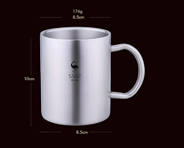 Ca inox 304 cách nhiệt 2 lớp uống cà phê trà nóng 400ml SSGP 11171