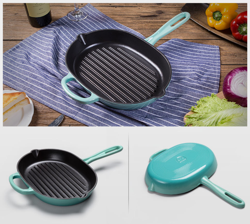 Chảo gang tráng men lòng chống dính Mcooker BCC22B