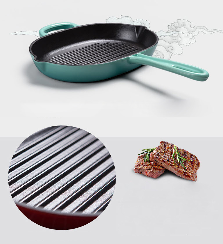 Chảo gang tráng men lòng chống dính Mcooker BCC22B