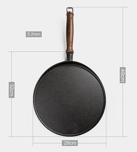 Chảo gang nướng bánh tay cầm đáy bằng 28cm Mcooker BCB28J.