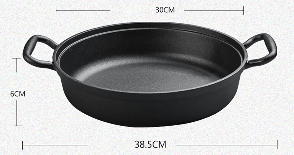 Nồi gang đáy bằng nắp gỗ 30cm Mcooker BCB030B.