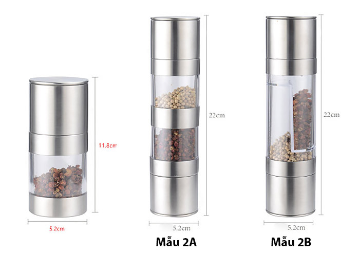 Dụng cụ xay tiêu cầm tay inox 2 ngăn Yong FT700