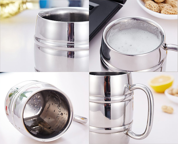 Ca inox 304 cách nhiệt 2 lớp uống cafe trà nóng KO2435