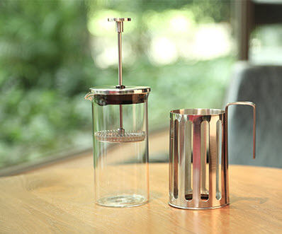 Bình lọc trà pha cà phê thủy tinh bọc inox có đồ chặn ML7644