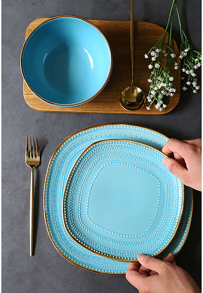 Bộ tô dĩa ly gốm porcelain handmade OMK GCTZ016 cho nhà hàng quán ăn.