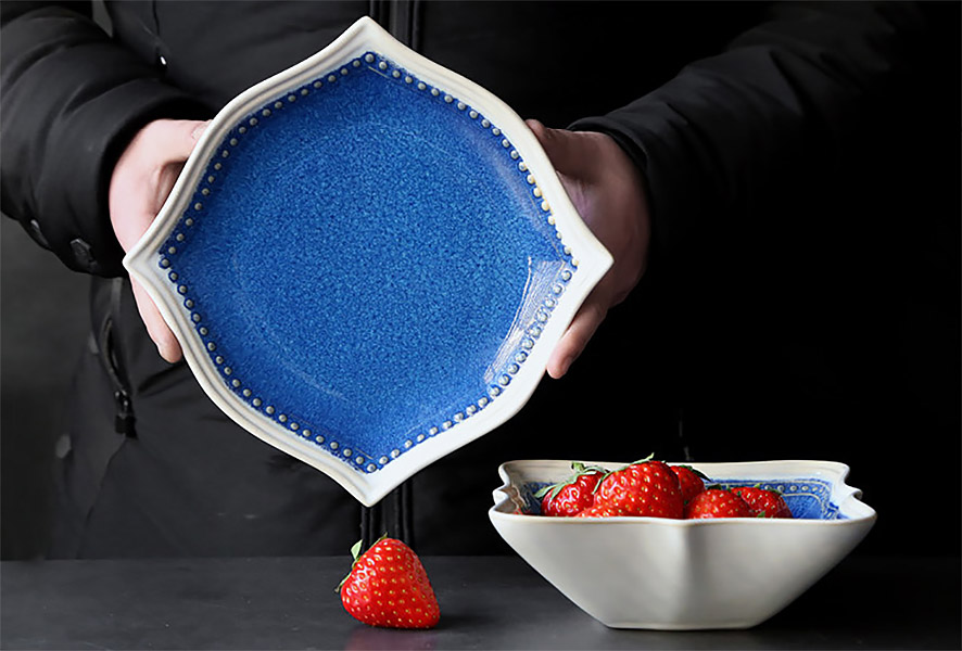 Bộ tô dĩa gốm porcelain handmade OMK GT69 nhà hàng khách sạn.