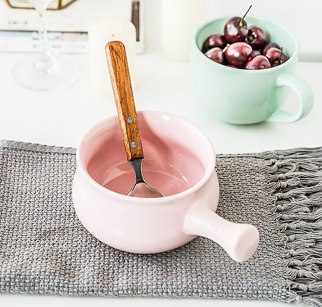 Chén gốm porcelain tay cầm Ijarl JL005 đựng yến, vi cá, soup.
