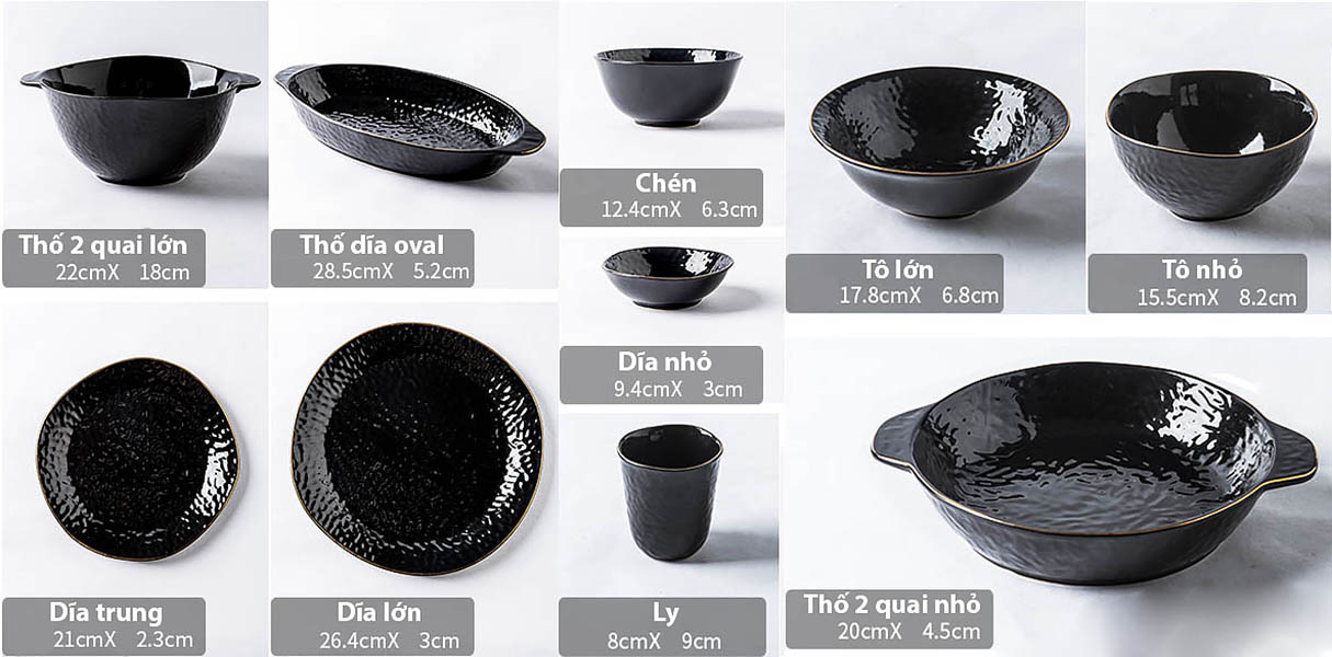 Bộ tô chén dĩa gốm porcelain handmade Ijarl JL008.