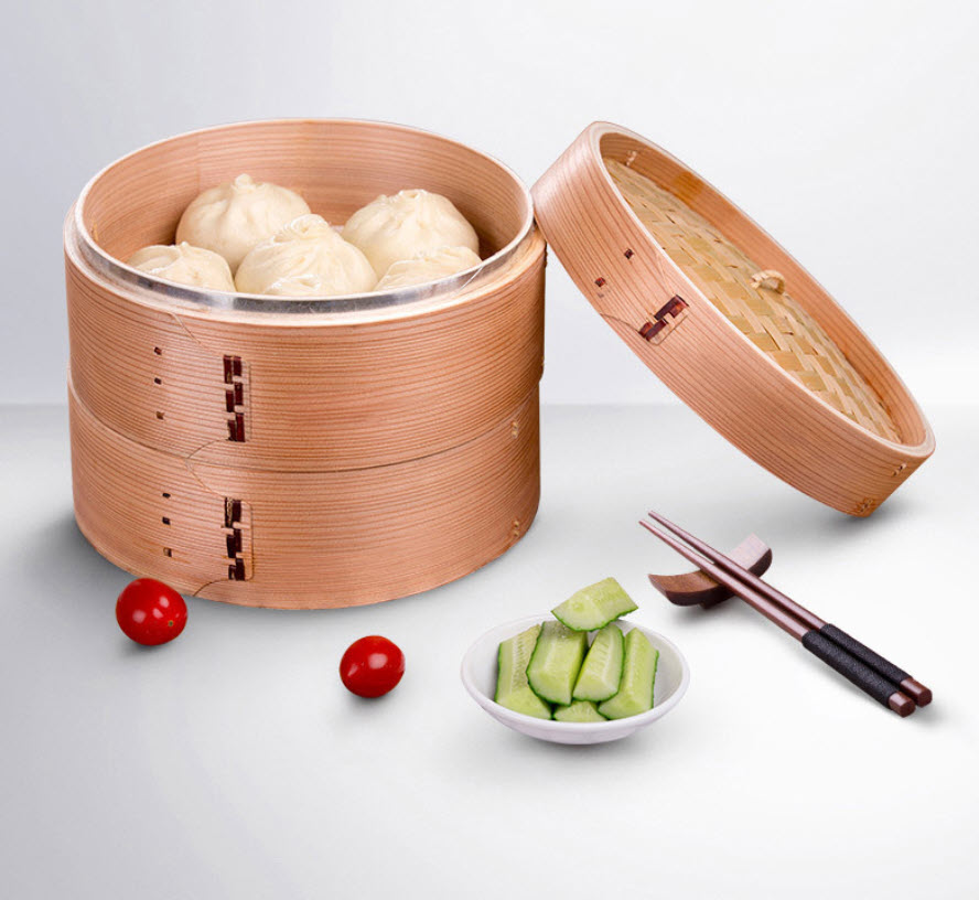 Xửng hấp bánh gỗ Tuyết Tùng lồng hấp dimsum, hải sản, rau củ Steam ZSM003