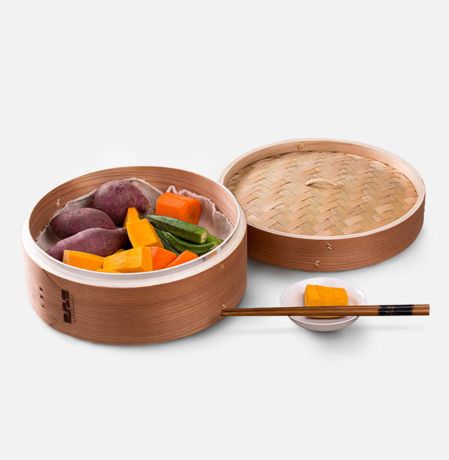 Xửng hấp bánh gỗ Tuyết Tùng lồng hấp dimsum, hải sản, rau củ Steam ZSM003