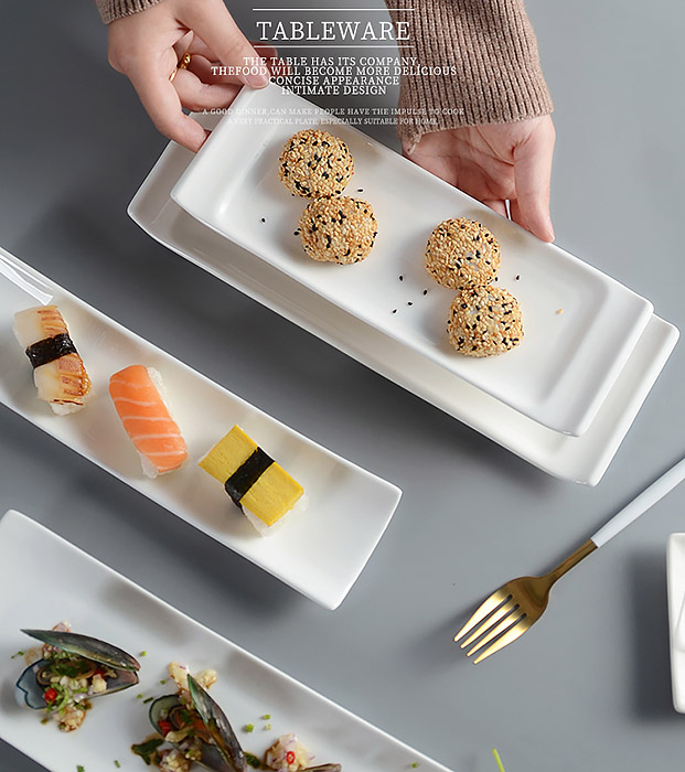 Dĩa kiểu gốm porcelain McAllen MA011 đựng sushi buffet nhà hàng.