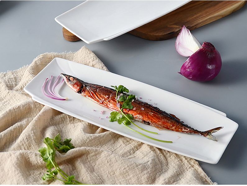 Dĩa kiểu gốm porcelain McAllen MA011 đựng sushi buffet nhà hàng.