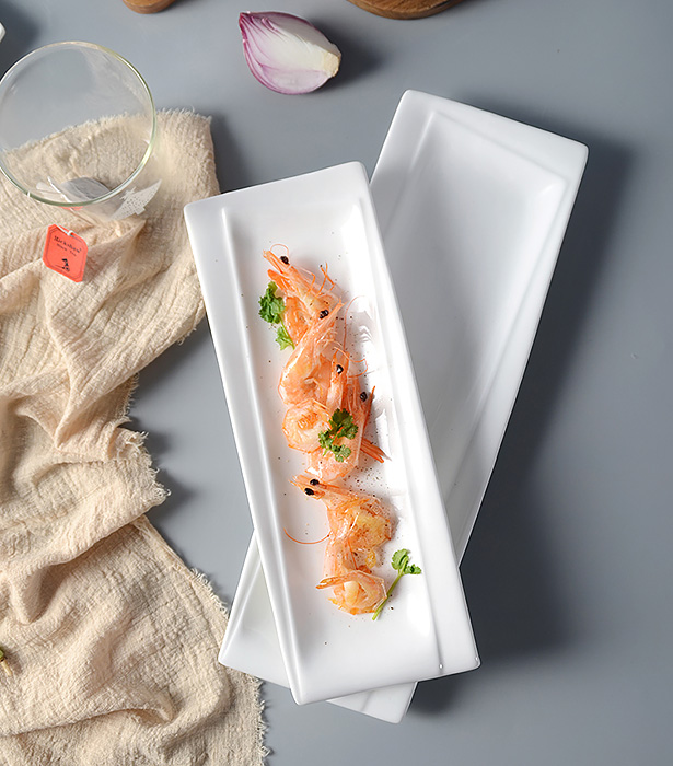 Dĩa kiểu gốm porcelain McAllen MA011 đựng sushi buffet nhà hàng.