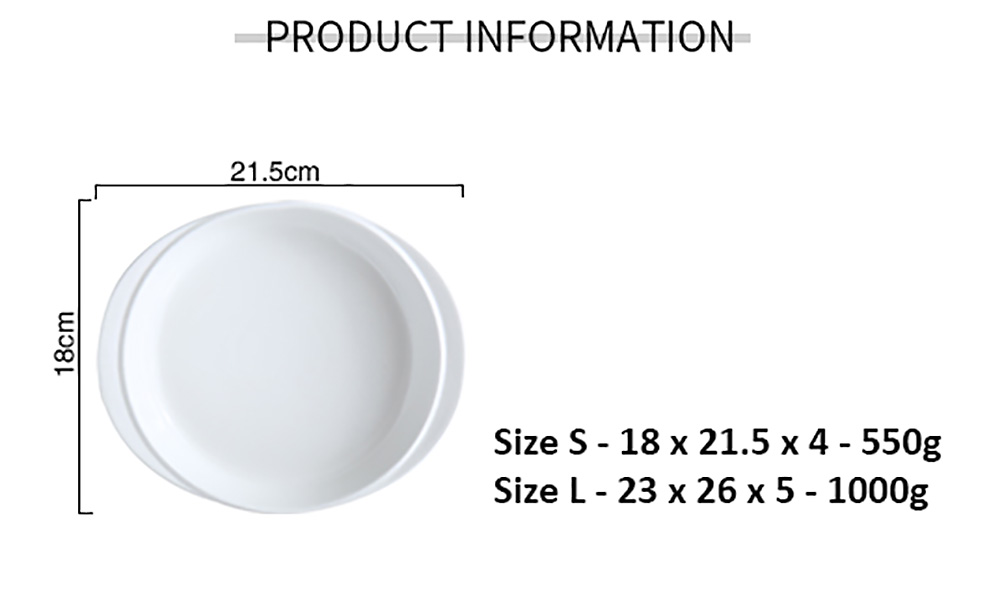 Dĩa gốm trắng porcelain McAllen MA015 đựng thức ăn.