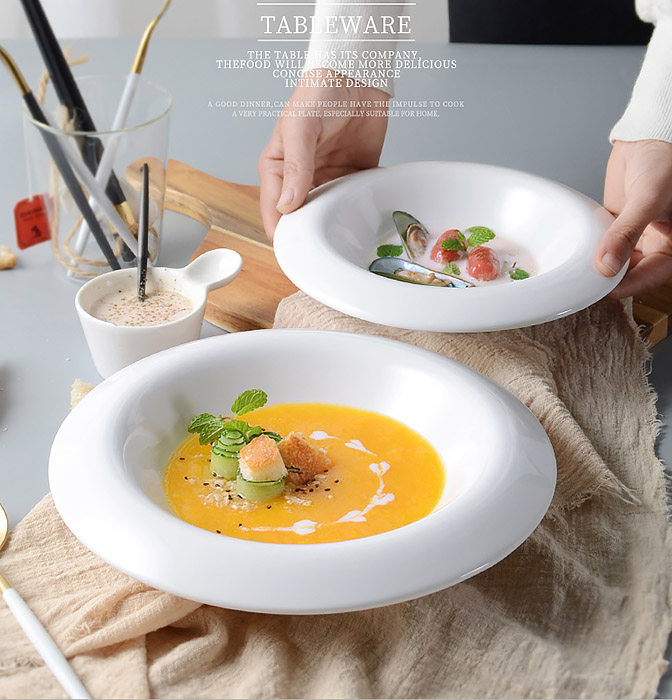 Tô chén gốm trắng đựng soup thức ăn McAllen MA019.
