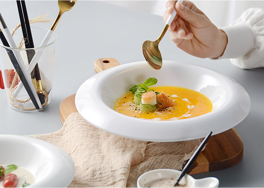 Tô chén gốm trắng đựng soup thức ăn McAllen MA019.