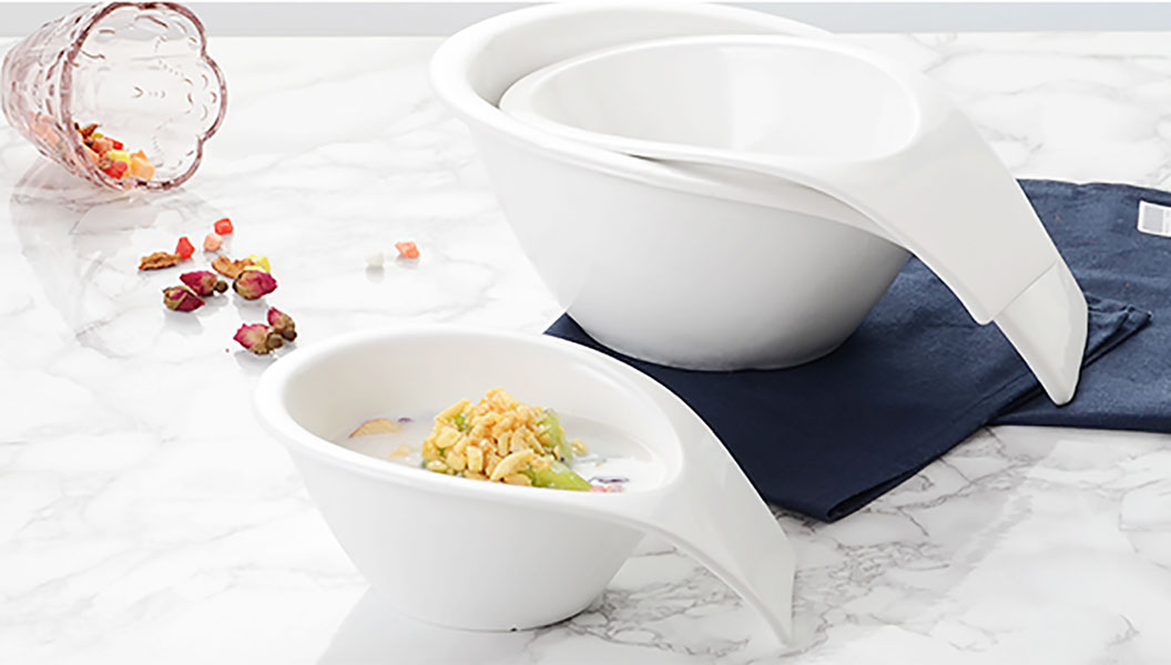 Chén thố kiểu gốm trắng đựng salad trái cây McAllen BL3899.
