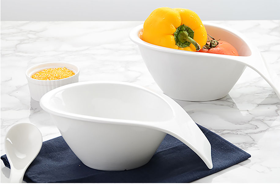 Chén thố kiểu gốm trắng đựng salad trái cây McAllen BL3899.