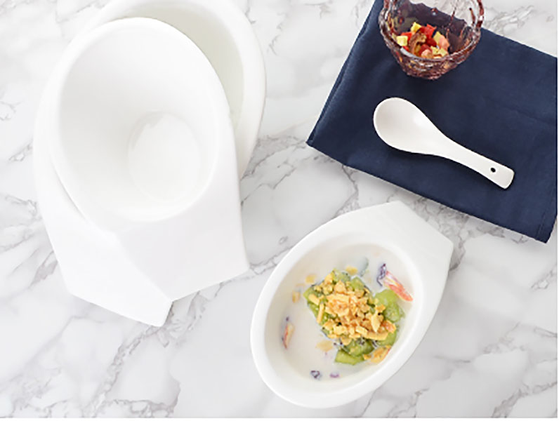 Chén thố kiểu gốm trắng đựng salad trái cây McAllen BL3899.