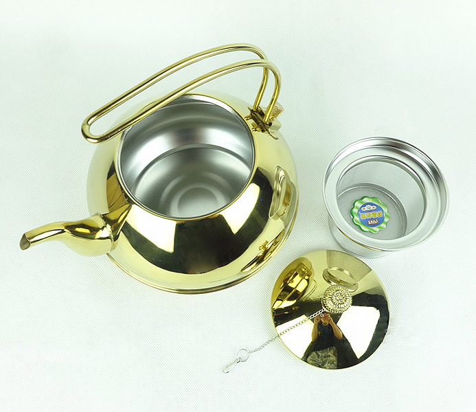 Ấm inox 304 mạ vàng có lõi lọc Pilot PL006.