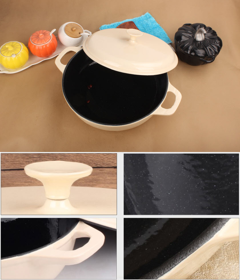 Nồi gang tráng men ăn lẩu hấp hải sản 30cm Tasty N30