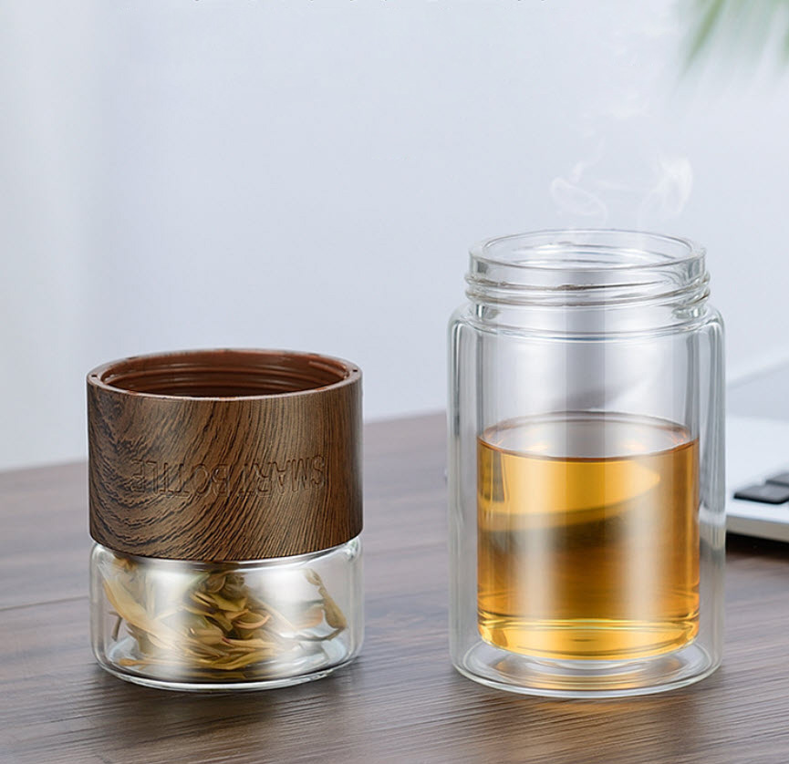 Bình lọc trà thủy tinh 2 lớp 200ml có ngăn lọc riêng B730