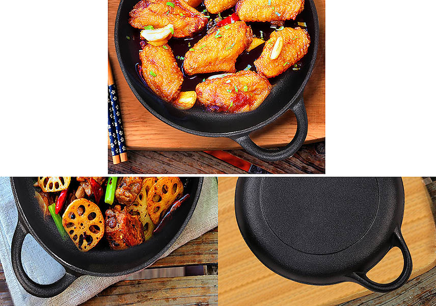 Chảo gang 21cm đáy bằng Jinghui YKP21
